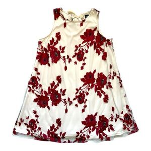 Eci Floral Embroidered Mesh Cream Swing Dress With Tie Size Large